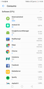 Honor 7X consumo batteria da parte del software