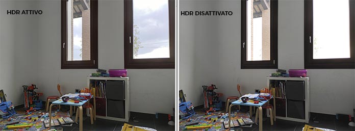Xiaomi Mi 9 SE confronto tra foto con HDR attivo e HDR disattivato notare le nuvole alla finestra