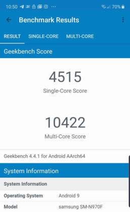 Samsung Galaxy Note 10 Geekbench